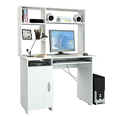 Стол письменный компьютерный с надстройкой Милан-8П Белый