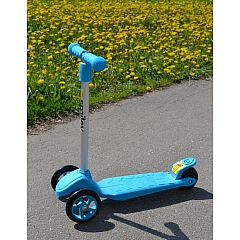 Самокат детский трехколесный Smiley L-504 mini, голубой + игрушка "Ветрячок" на руль
