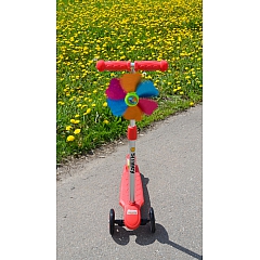 Самокат детский трехколесный Smiley L-504 mini, красный + игрушка "Ветрячок" на руль