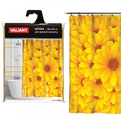 Штора занавеска для ванной Valiant YS Желтые цветы, 180х180см