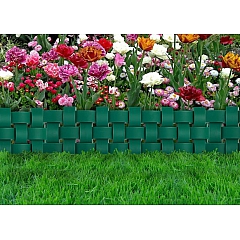 Ограждение садовое Плетенка (Мастер Сад) , выс. 19,5 см, длина 2,4 метра, темно-зеленый