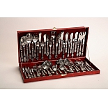 Набор 90 столовых приборов Павловский завод им. Кирова М-3 ХР Тройка в деревянном дипломате